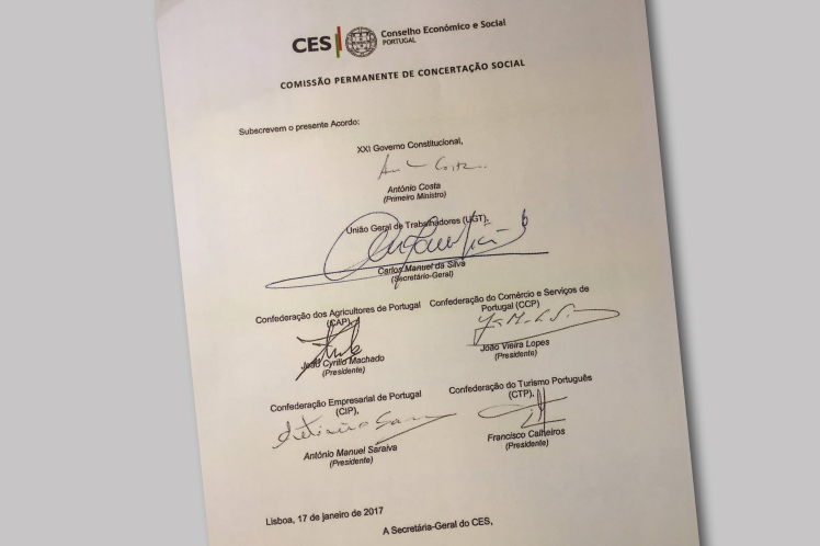 Acordo está assinado pelos parceiros sociais